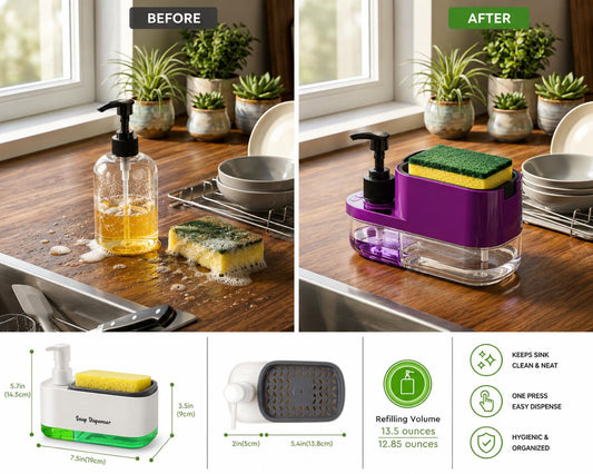 ✨ 3-in-1 Kitchen Sink Soap Dispenser ✨